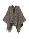 Brunello Cucinelli Check-pattern Fringed Poncho In Multi