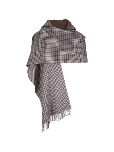 Brunello Cucinelli Check-pattern Fringed Scarf In Gray