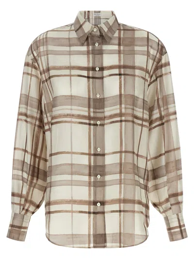 BRUNELLO CUCINELLI BRUNELLO CUCINELLI CHECK-PATTERN SILK BLOUSE