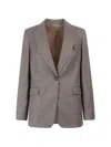 Brunello Cucinelli Check-pattern Tailored Blazer In Gray