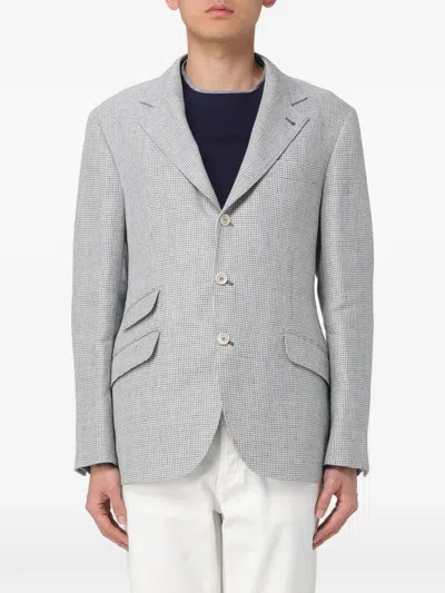 Brunello Cucinelli Check-pattern Tailored Jacket In Gray
