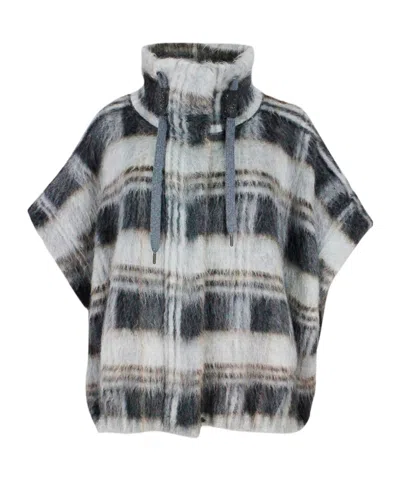 Brunello Cucinelli Check-print Wool-blend Jacket In Gray