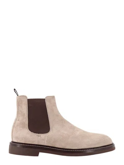 Brunello Cucinelli Chelsea Boot In Suede In Beige