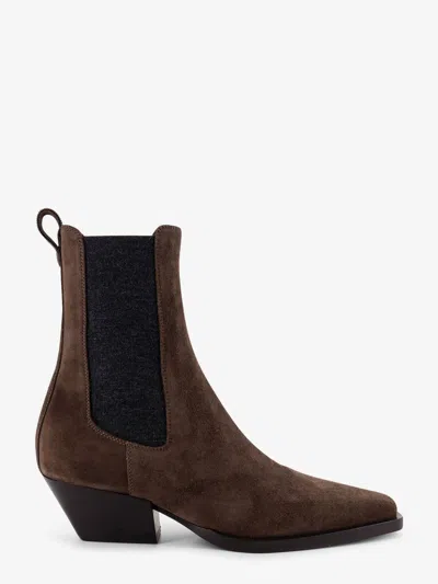 Brunello Cucinelli Chelsea Boot Suede Ankle Boots In Brown