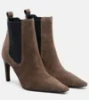 Brunello Cucinelli Chelsea Monili Suede Ankle Boots In Brown