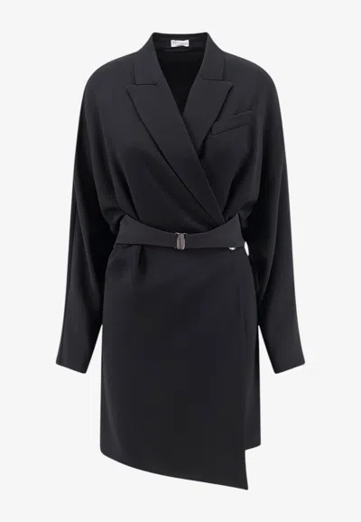 Brunello Cucinelli Chemisier Tuxedo-style Dress In Black