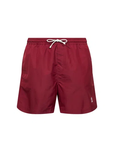 BRUNELLO CUCINELLI CHERRY NYLON SWIM SHORTS