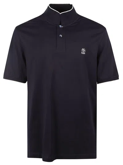 Brunello Cucinelli Chest Logo Regular Polo Shirt In Black