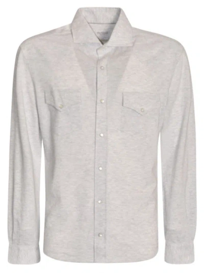 Brunello Cucinelli Chest-pocket Cotton Shirt In White