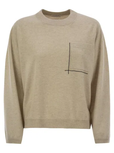Brunello Cucinelli Chest Pocket Knitted Jumper In Beige