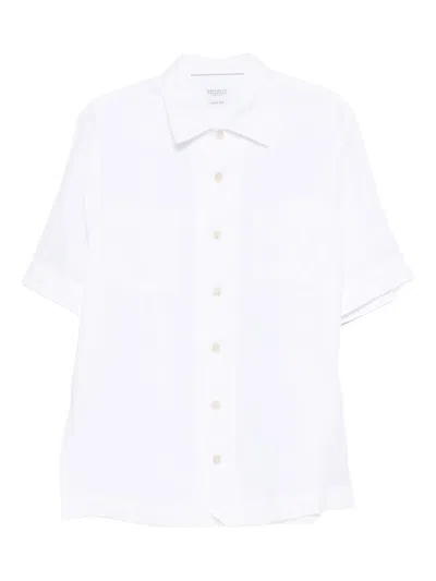 Brunello Cucinelli Chest-pocket Short-sleeve Shirt In White