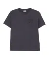 Brunello Cucinelli Crew Neck Cotton T-shirt With Patch Pocket In Blue