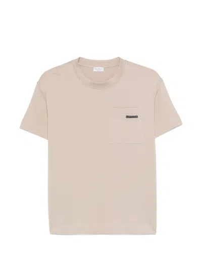 Brunello Cucinelli Chest Pocket T-shirt In Brown