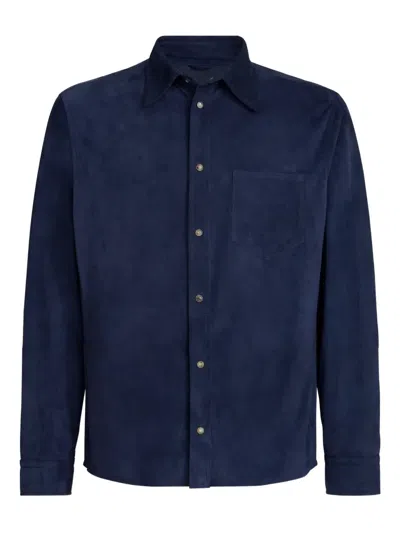 Brunello Cucinelli Chest-pocket Button-fastening Shirt In Blue