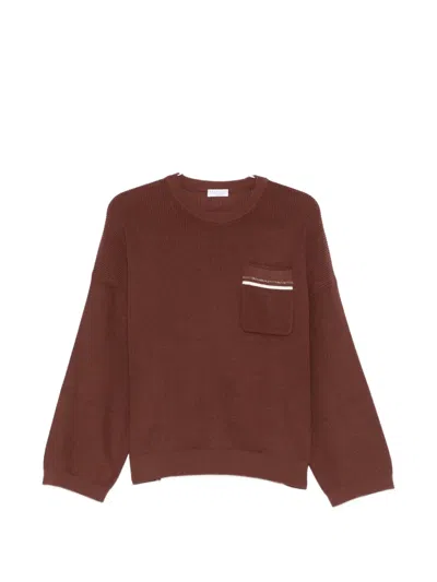 Brunello Cucinelli Chest-pocket Sweater In Pink