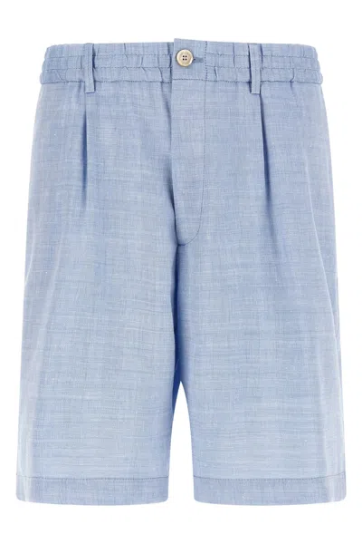 Brunello Cucinelli Chevron Bermuda Shorts In Blue