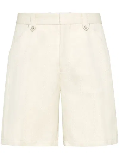 Brunello Cucinelli Chevron Bermuda Shorts In Neutrals