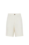 Brunello Cucinelli Linen-silk-blend Bermuda Shorts In Panama