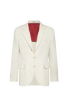 Brunello Cucinelli Chevron Deconstructed Blazer In Neutral
