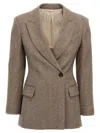 Brunello Cucinelli Brown Single-breasted Jacket With Peak Revers In Brown