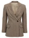 Brunello Cucinelli Double-breasted Herringbone Blazer In Brown
