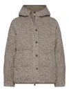 Brunello Cucinelli Women Chevron Down Jacket With Hoodie In Brown