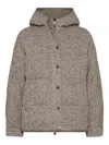 Brunello Cucinelli Chevron Down Jacket With Hoodie In Brown