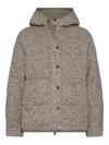 Brunello Cucinelli Women Chevron Down Jacket With Hoodie In Brown