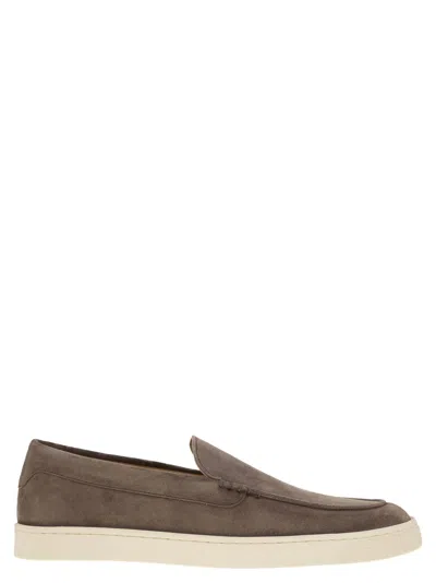 Brunello Cucinelli Suede Loafers In Moccasin Style In Brown