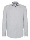 Brunello Cucinelli Cotton-blend Chevron Flannel Shirt In Gray