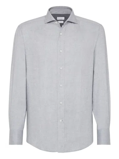BRUNELLO CUCINELLI CHEVRON LONG-SLEEVES SHIRT