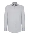 Brunello Cucinelli Cotton-blend Chevron Flannel Shirt In Gray