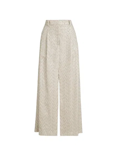 Brunello Cucinelli Dazzling Chevron Embroidery Skirt In White