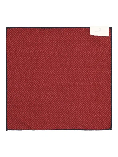 Brunello Cucinelli Chevron Pocket Square In Red