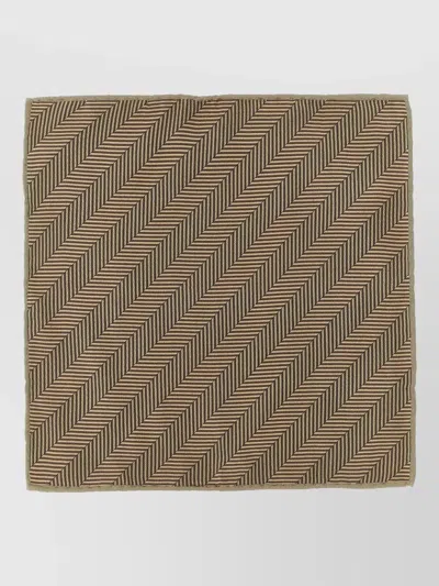 Brunello Cucinelli Chevron Silk Square Scarf Diagonal Pattern In Brown