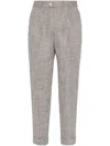 Brunello Cucinelli Straight Trousers With Belt Loops And Cuffed Hem In Brown