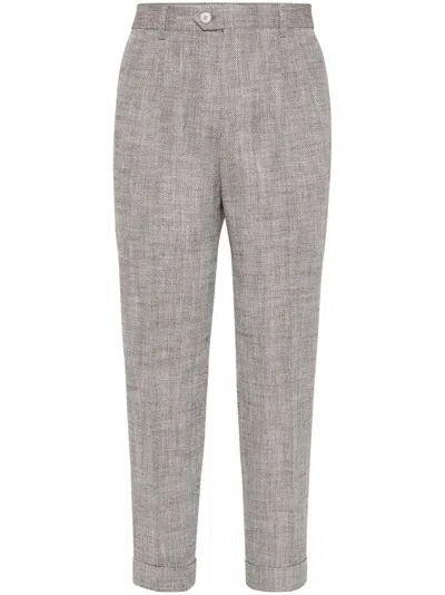 BRUNELLO CUCINELLI CHEVRON TAILORED TROUSERS