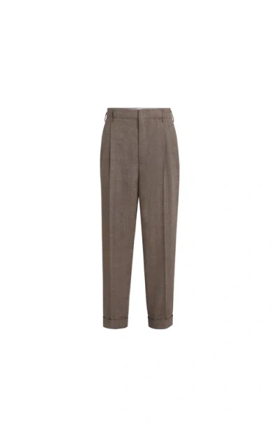 Brunello Cucinelli Straight-leg Pleated Linen And Wool-blend Suit Trousers In Brown