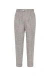 Brunello Cucinelli Straight Trousers With Belt Loops And Cuffed Hem In Brown