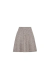 Brunello Cucinelli Carded Wool Herringbone Mini Circle Skirt In Neutral
