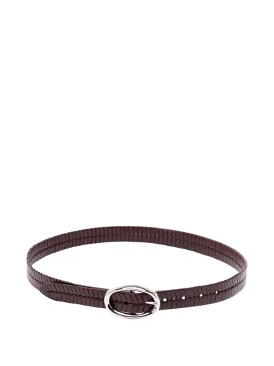 Brunello Cucinelli Chevron-effect Braided Leather Belt In Brown