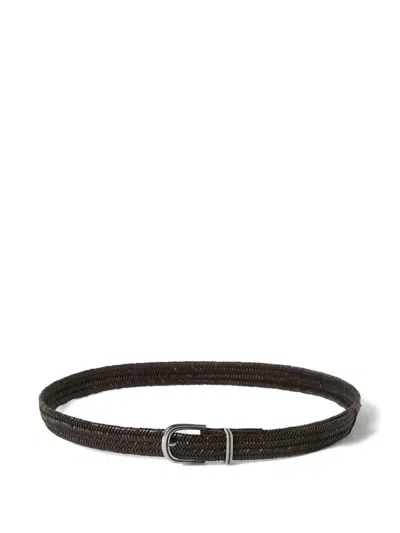 Brunello Cucinelli Chevron-effect Braided Leather Belt In Transparent