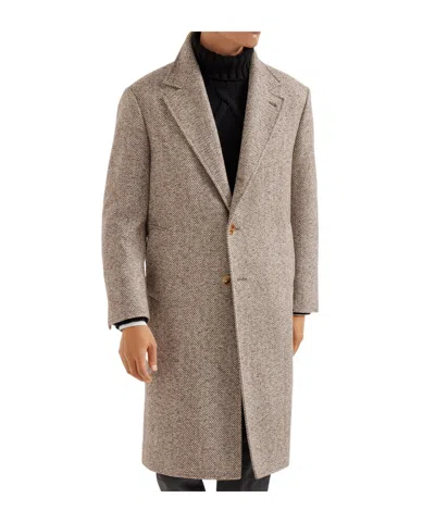 Brunello Cucinelli Chevron-pattern Single-breasted Coat In Nude