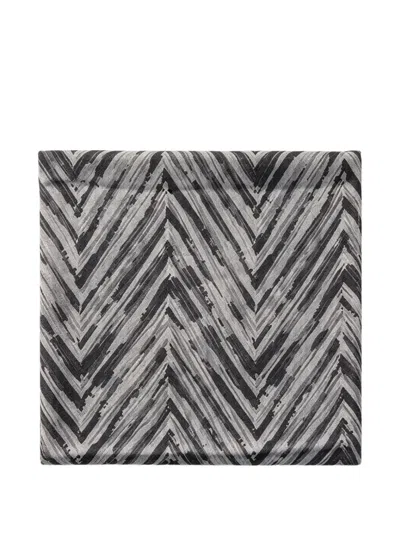 Brunello Cucinelli Chevron-print Scarf In Gray