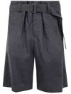 Brunello Cucinelli Waist Belted Pleated Shorts Pockets In Gray