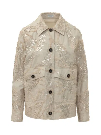 Brunello Cucinelli Chic Jacket With Buttons And Pockets In Nude