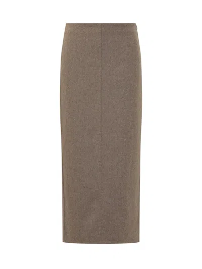 Brunello Cucinelli Chic Longuette Skirt In Brown