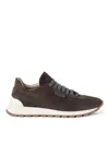 Brunello Cucinelli Brown Low Top Sneakers With Monil Detail On The Side And Embossed Logo Lettering On The Rear In Leat In Brown