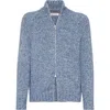Brunello Cucinelli Alpaca-blend Chine Cardigan In Azure