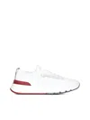 Brunello Cucinelli Cotton Knit And Semi-polished Calfskin Runner Sneakers Shoes In White